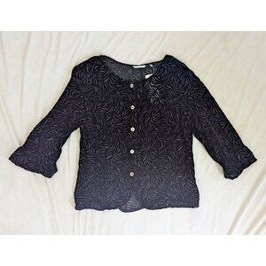 Kleen Women's Blouse Jacket Sheer Silk/Velvet Swirl Medium NEW